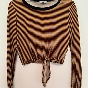 Papaya knot crop top striped